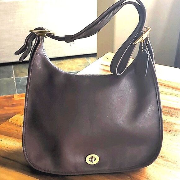 VINTAGE Perfection-Coach Legacy Crescent Flap Saddlebag Crossbody 9718 DkBrown - Picture 5 of 17